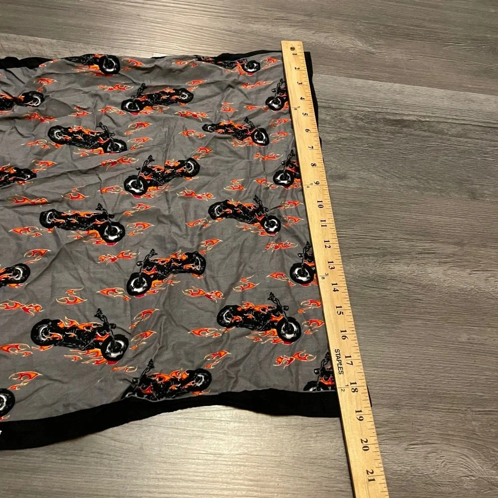 Vintage Flaming Motorcycle Bandana 100% Cotton Biker Scarf Grey Black RN 13960